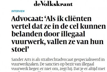 Artikel advocaat Sander Arts over illegaal vuurwerk in de Volkskrant